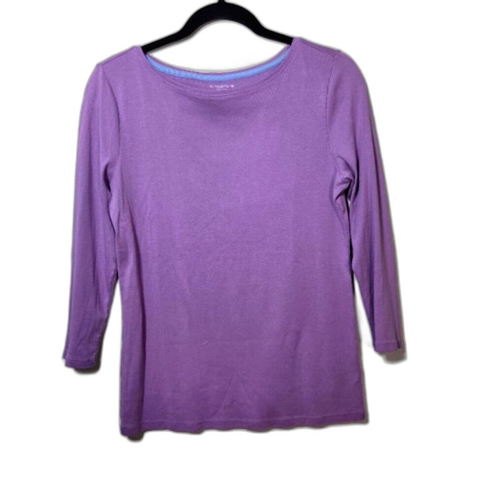 Talbots Women's  Light Purple Shade 3/4 Sleeve 100% Pima Cotton Knit Top Size: S - Picture 4 of 11